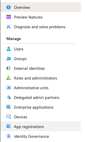 Entra app registration navbar
